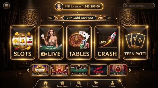 Main screen of  casino page for PK players